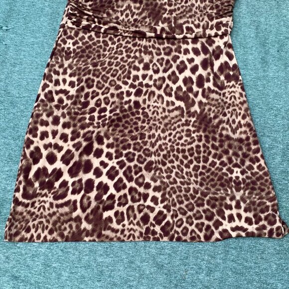 Anne Klein leopard dress1X Plus Size 1/4 sleeve V neck knee length Cocktail Ruch - Picture 8 of 12